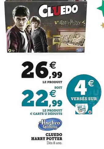 Hyper U Hasbro gaming cluedo harry potter offre