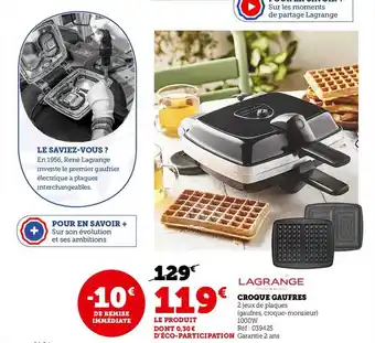 Hyper U Croque gaufres offre