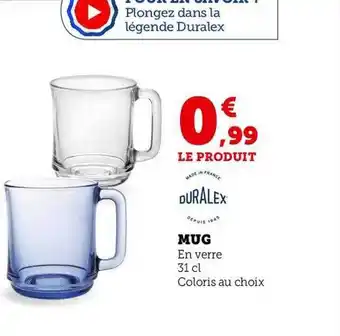 Hyper U Duralex mug en verre 31 cl offre