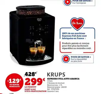 Super U Expresso full auto arabica krups offre