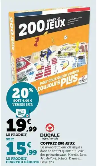 Super U Coffret 200 jeux ducale offre