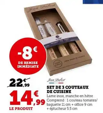 Super U Set de 3 couteaux de cuisine offre