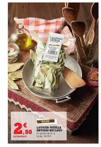 Super U Laurier feuille entière niclaus offre