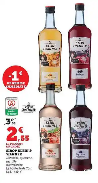 Super U Sirop klein & wanner offre