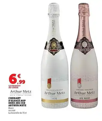 Crémant d'alsace aop demi-sec ice arthur metz