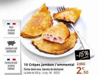 Thiriet 10 crêpes jambon-emmental offre