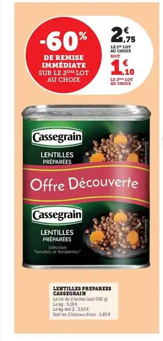 U Express Lentilles préparées cassegrain offre