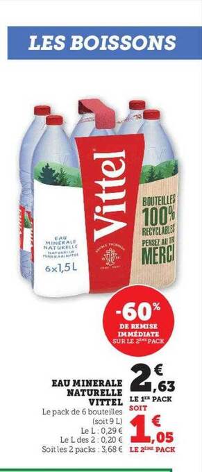 U Express Eau minérale naturelle vittel offre