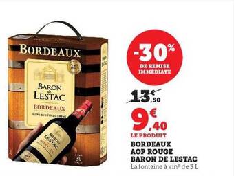 U Express Bordeaux aop rouge baron de lestac offre