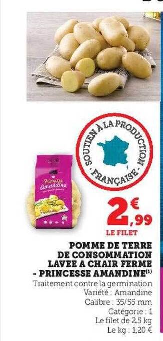 U Express Pomme de terre de consommation lavée à chair ferme - princesse amandine offre