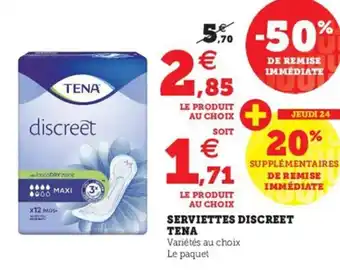 Hyper U Serviettes Discreet Tena offre