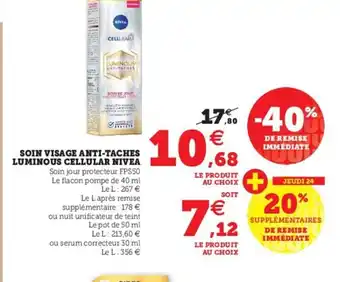 Hyper U Soin Visage Anti-Taches Luminous Cellular Nivea offre