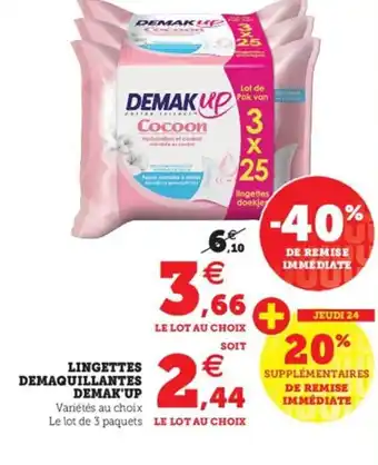Hyper U Lingettes Demaquillantes Demak'Up offre