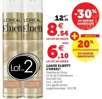 Hyper U Laque Elnett L'Oreal offre