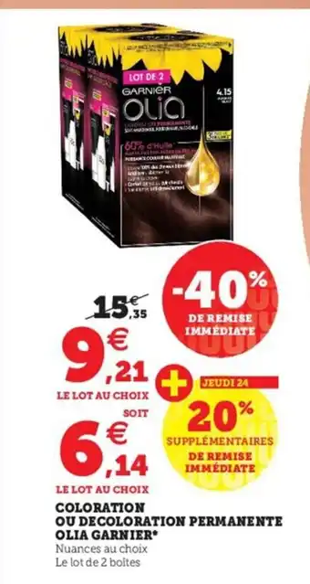 Hyper U Coloration ou Decoloration Permanente Olia Garnier offre