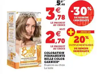Hyper U Coloration Permanente Belle Color Garnier offre
