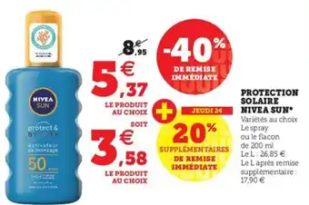 Hyper U Protection Solaire Nivea Sun offre
