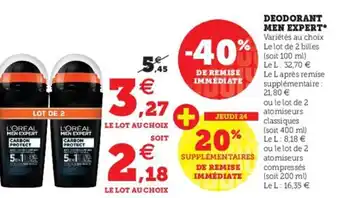 Hyper U Deodorant Men Expert offre