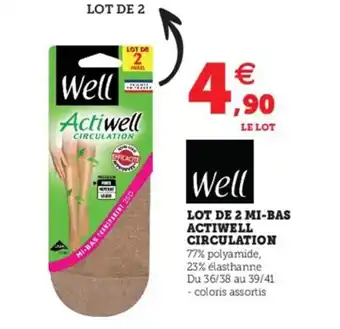 Hyper U Lot de 2 Mi-Bas Actiwell Circulation offre