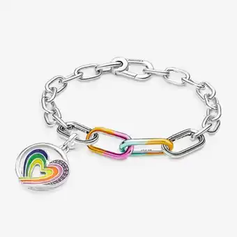 Coffret cadeau bracelet tie-dye cĆur arc-en-ciel et double lien pandora me