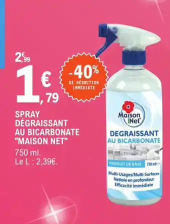 E.Leclerc Spray Degraissant Au Bicarbonate Maison Net offre