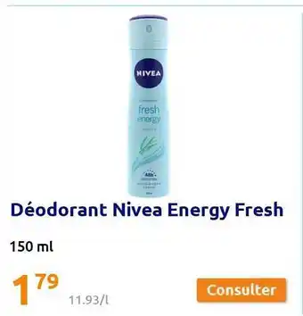 Action Déodorant nivea energy fresh offre