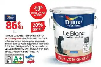 Bricorama Peinture le blanc finition parfaite dulux offre