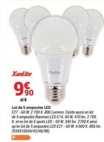 Bricorama Xanlite lot de 5 ampoules led offre