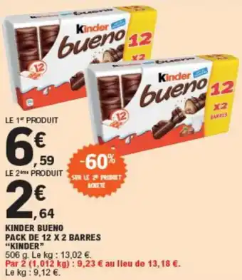 E.Leclerc Kinder Bueno Pack de 12x2 Barres Kinder offre