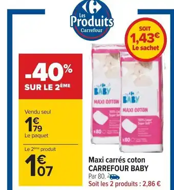 Carrefour Maxi Carres Coton Carrefour Baby offre
