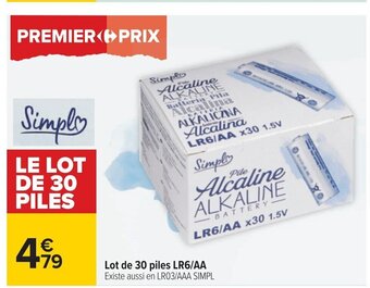 Carrefour Lot de 30 Piles LR6/AA offre