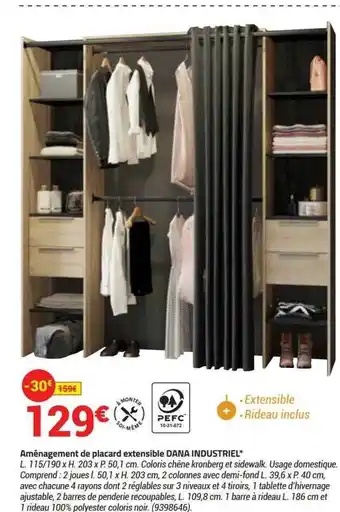 Bricorama Amênagement de placard extensible dana industriel offre