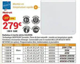 Bricorama Radiateur à inertie sèche caldera noirot offre