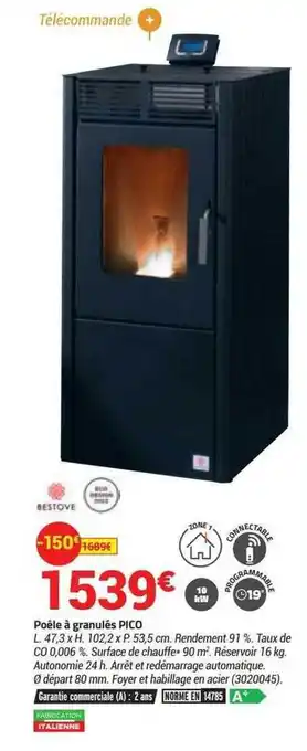 Bricorama Poêle à granulés pico bestove offre