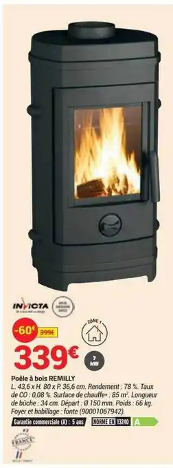 Bricorama Poêle à bois remilly invicta offre