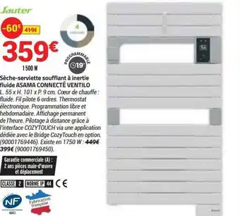 Bricorama Sèche-serviette soufflant à inertie fluide asama connecté ventilo sauter offre