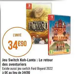 Casino Supermarchés Jeu switch koh-lanta : le retour des aventuriers offre