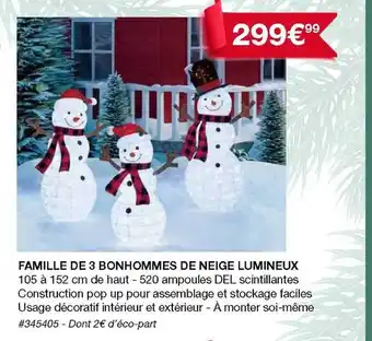 Costco Famille de 3 bonhommes de neige lumineux offre