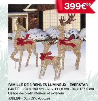 Costco Famille de 3 rennes lumineux - everstar offre