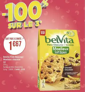 Géant Casino Lu belvita petit déjeuner moelleux chocolat offre