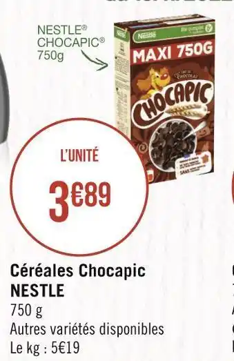 Géant Casino Nestlé céréales chocapic offre