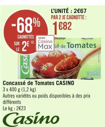 Géant Casino Casino concassé de tomates offre