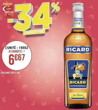 Géant Casino Ricard ricard 45% vol. offre