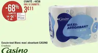Géant Casino Casino essuie-tout blanc maxi absorbant offre