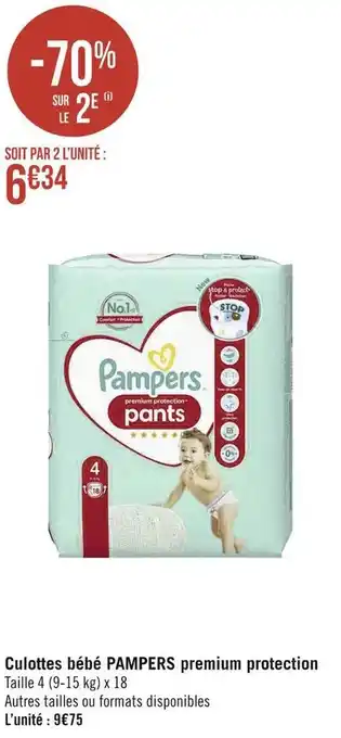 Géant Casino Pampers culottes bébé premium protection offre