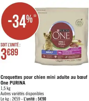 Purina croquettes pour chien mini adulte au bœuf one