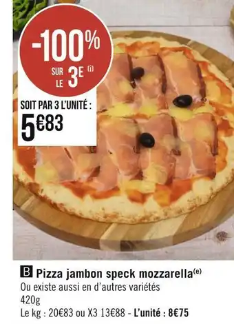 Géant Casino Pizza jambon speck mozzarella offre