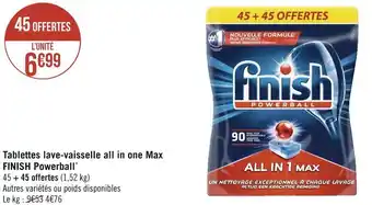 Géant Casino Finish tablettes lave-vaisselle all in one max powerball* offre