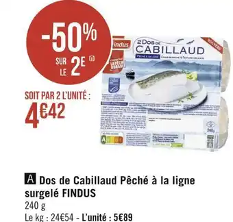 Findus dos de cabillaud pêché à la ligne surgelé