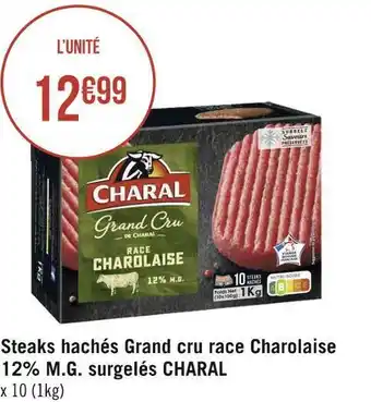 Géant Casino Charal steaks hachés grand cru race charolaise 12% m.g. surgelés offre